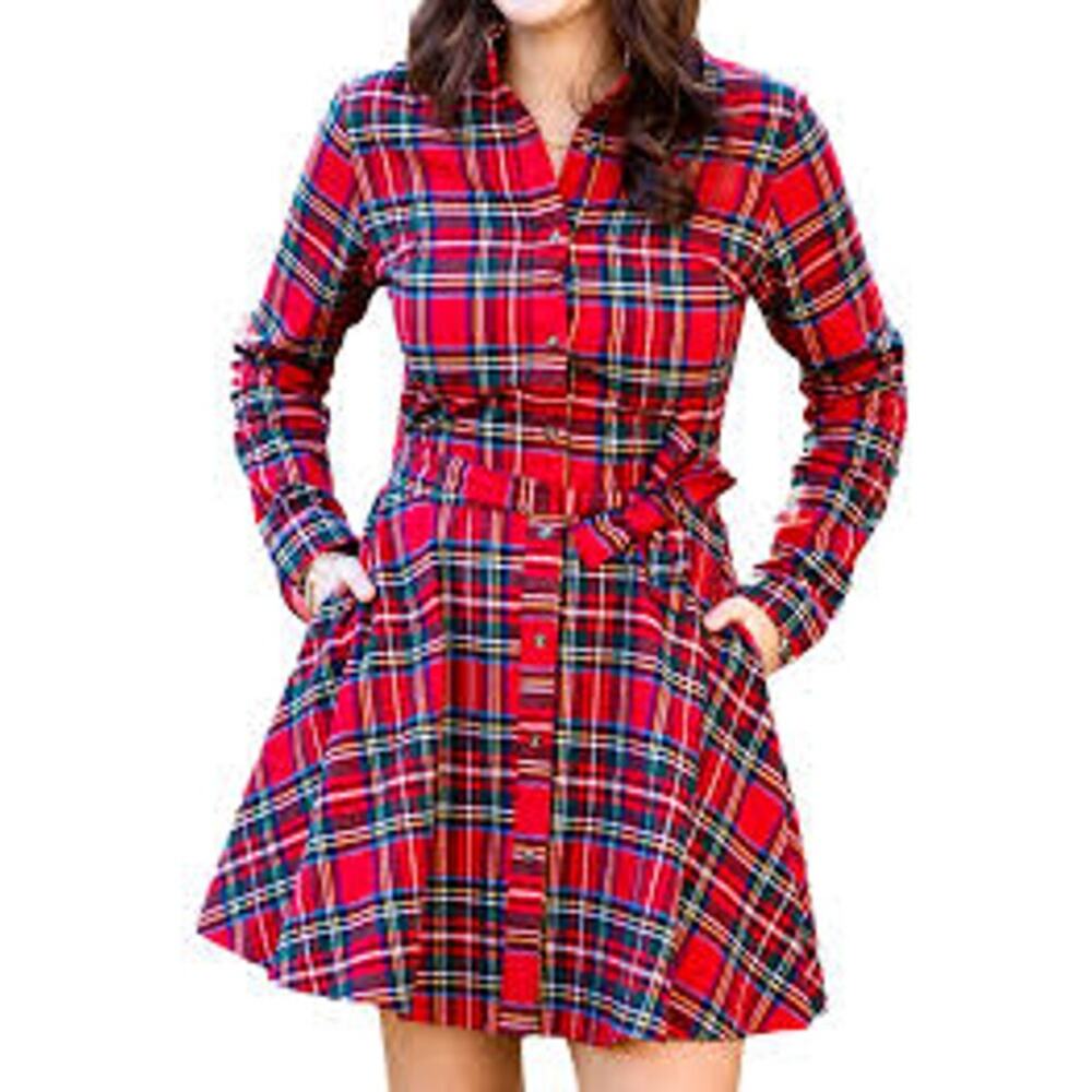 Kiel James Patrick Red Plaid Mini Dress